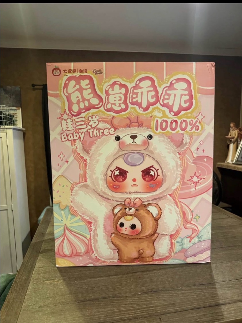 Baby Three Plush Toy — Pink Bear Costume Collectible